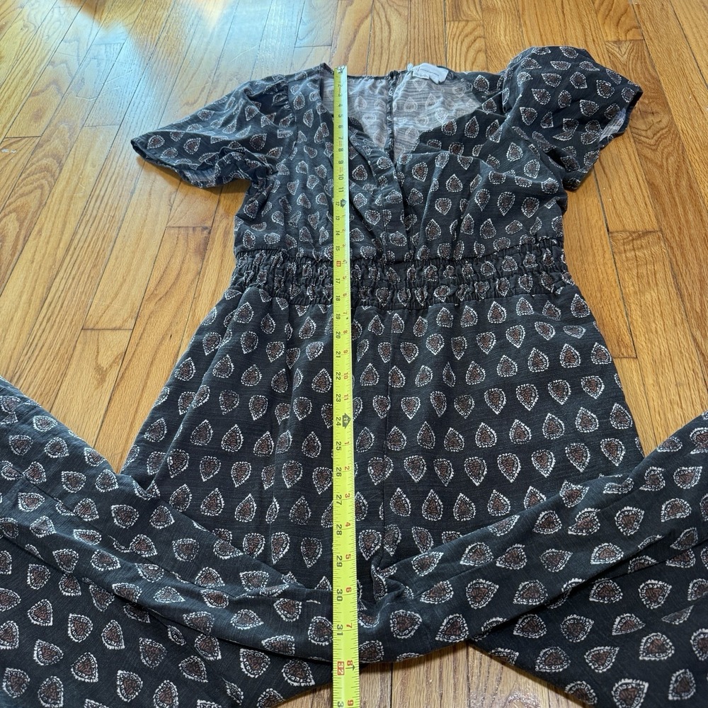 Anthropologie Black Patterned Short-Sleeve Jumpsuit - Picture 12 of 12